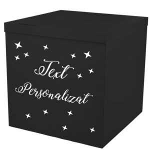 Cutie Neagră cu Text Personalizat